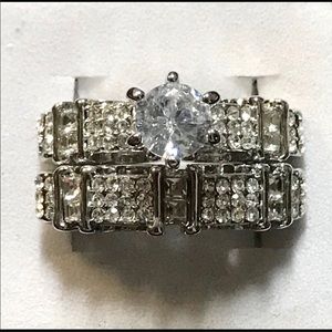 New Sterling Silver White Sapphire Wedding Ring Set Sizes 6 & 6.5